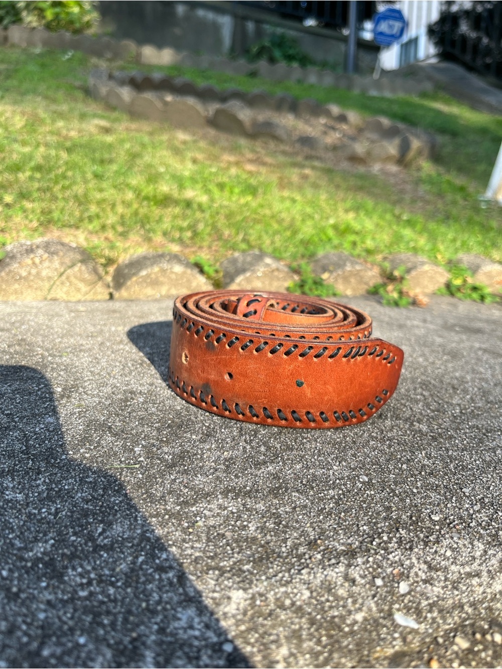 Hand-Stitched Brown Leather Belt for Men